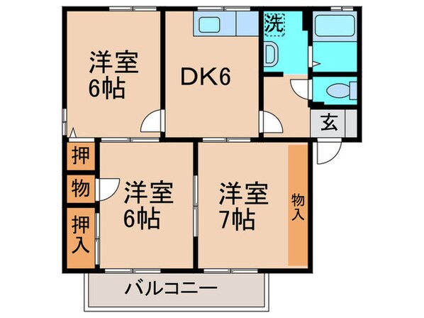 セジュ－ル東山田ⅢＡの物件間取画像